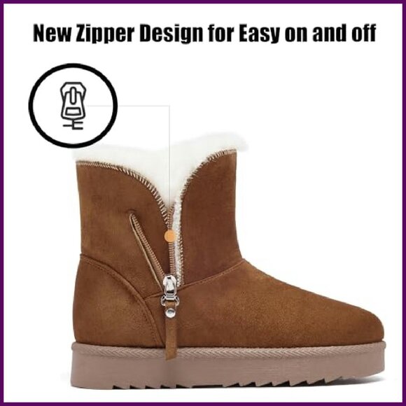 Women's Suede Ankle Boots with Faux Fur Lining Memory Foam Slip Resistant - Picture 7 of 8